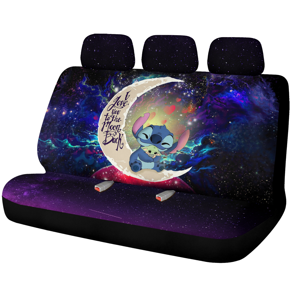 Stitch Hold Baby Yoda Love You To The Moon Galaxy Premium Custom Car Back Seat Covers Decor Protectors Nearkii