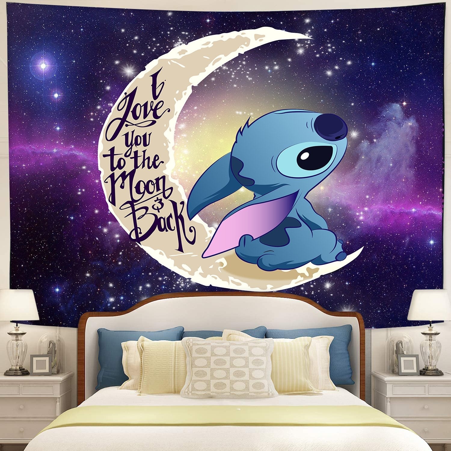 Stitch Love You To The Moon Tapestry Room Decor Nearkii