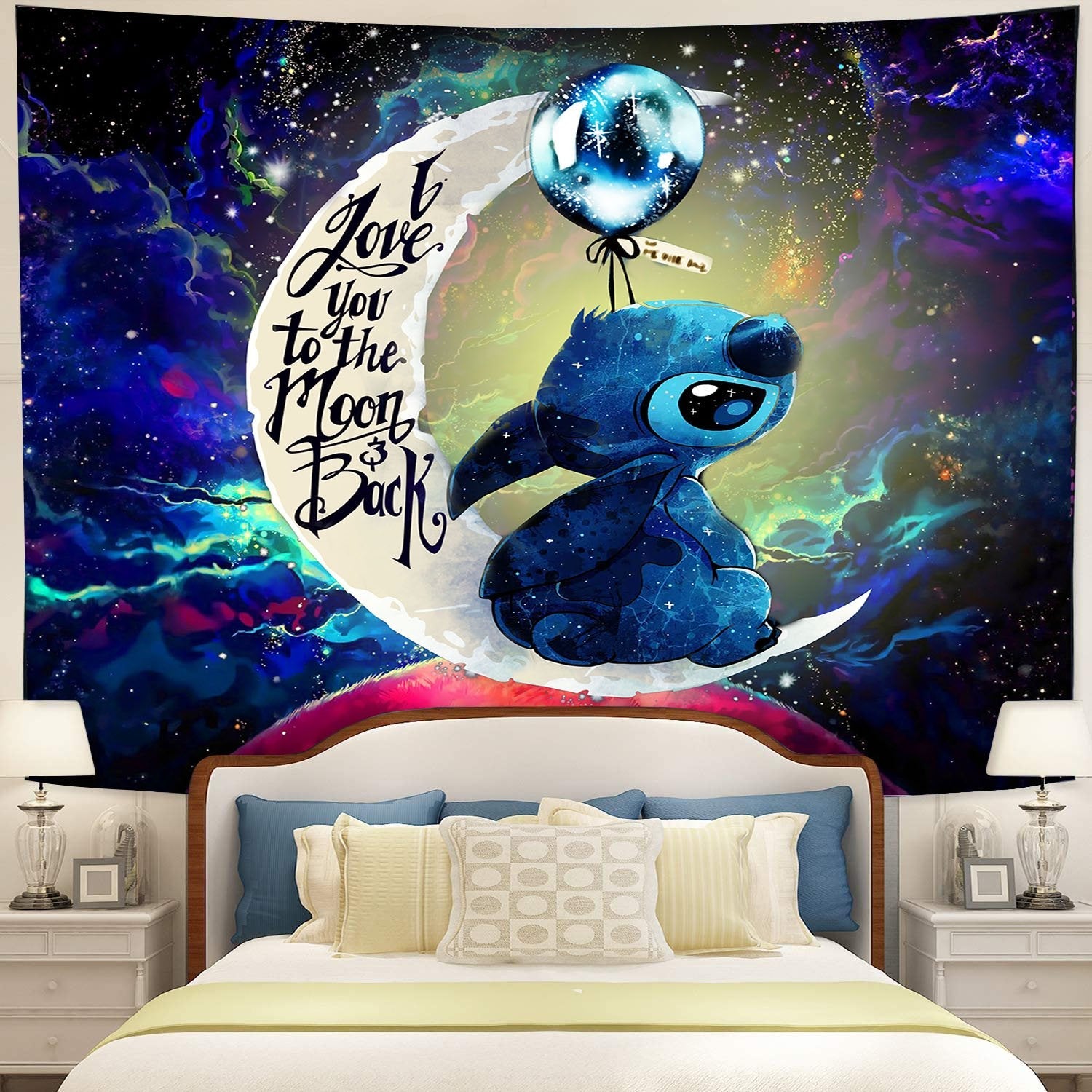 Stitch Love You Moon And Back Tapestry Room Decor Nearkii