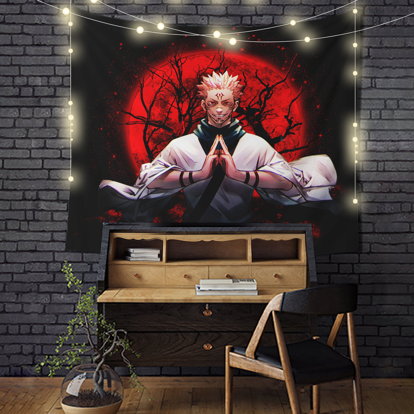 Sukuna Jujutsu Kaisen Moonlight Tapestry Room Decor Nearkii