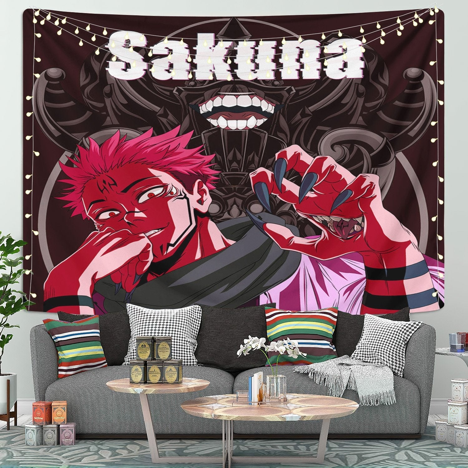 Sukuna Jujutsu Kaisen Anime Tapestry Room Decor Nearkii