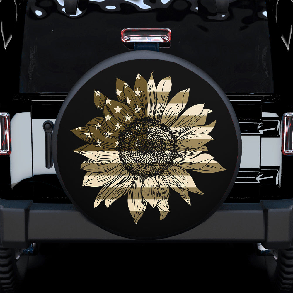 Sunflower American Usa Custom Jeep Car Spare Tire Cover Gift For Campers Nearkii