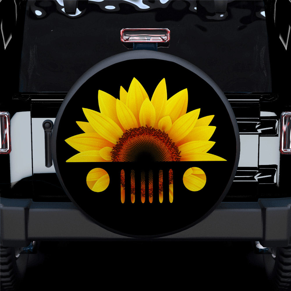 Sunflower Jeep Face Car Spare Tire Covers Gift For Campers Nearkii