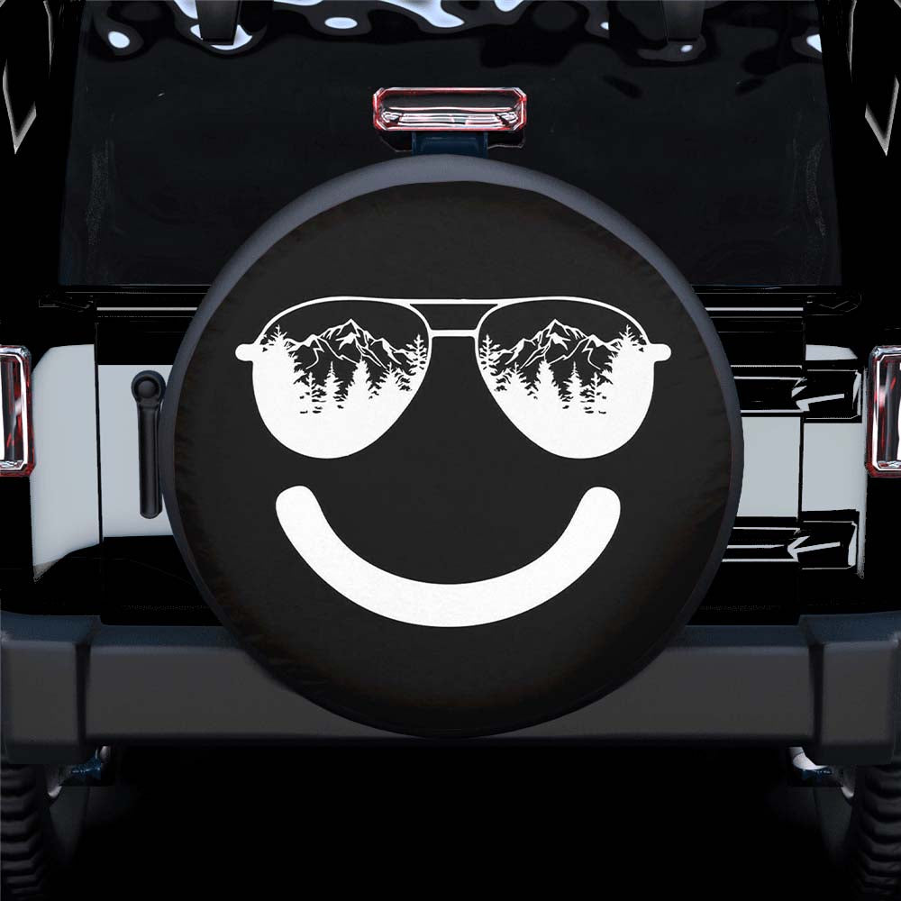 Sunglasses In The Mountains Smiley Face Spare Tire Cover Gift For Campers Nearkii