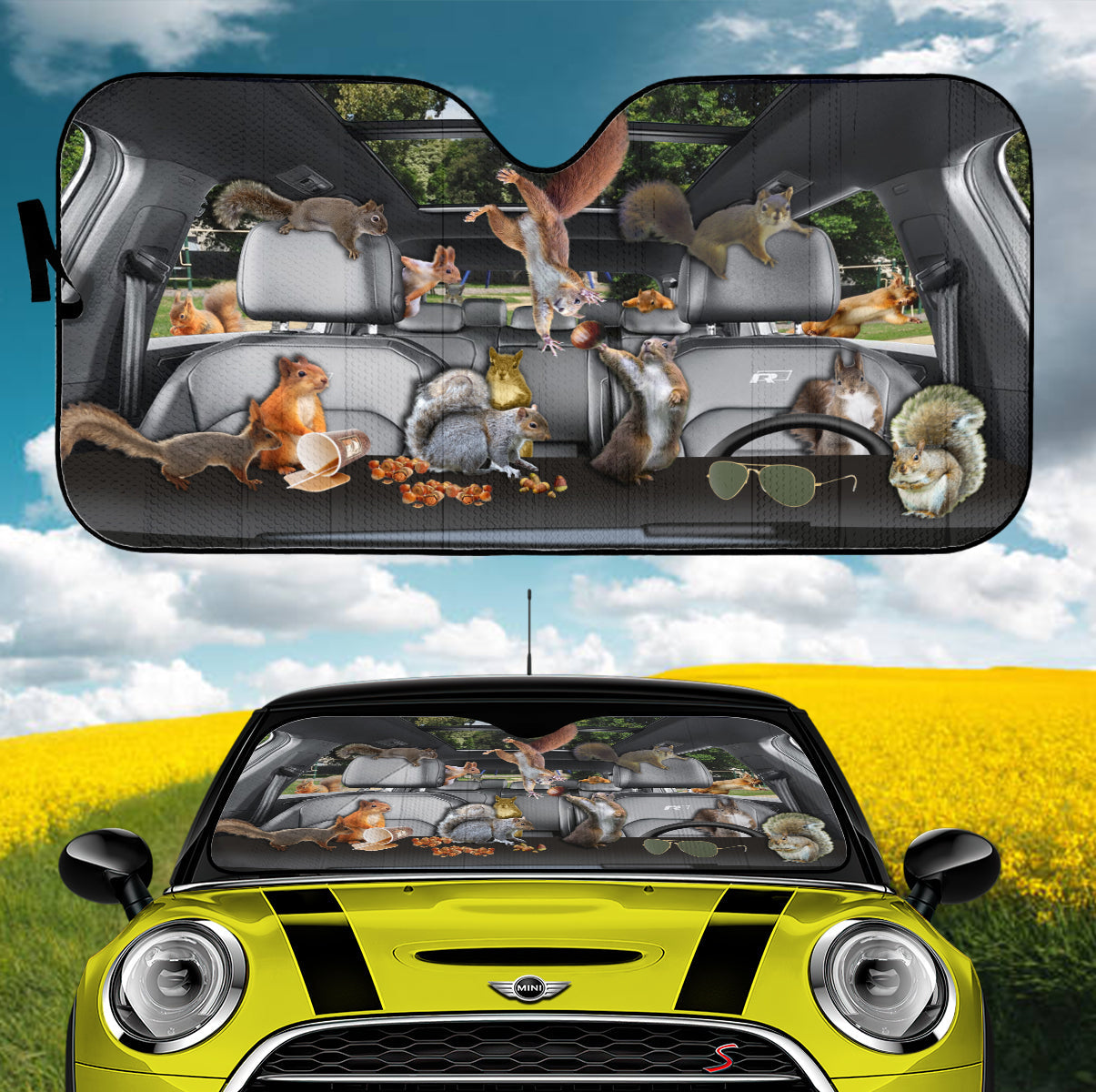 Squirrel Custom Car Auto Sun Shades Windshield Accessories Decor Gift Nearkii