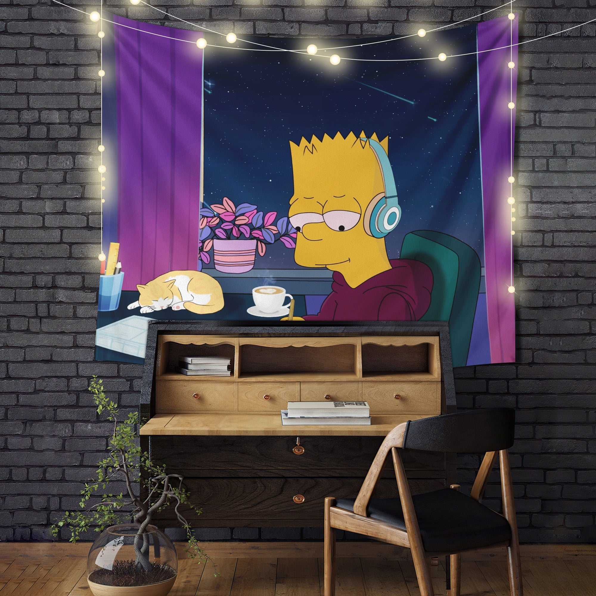 Simpsons Study Chill Tapestry Room Decor Nearkii