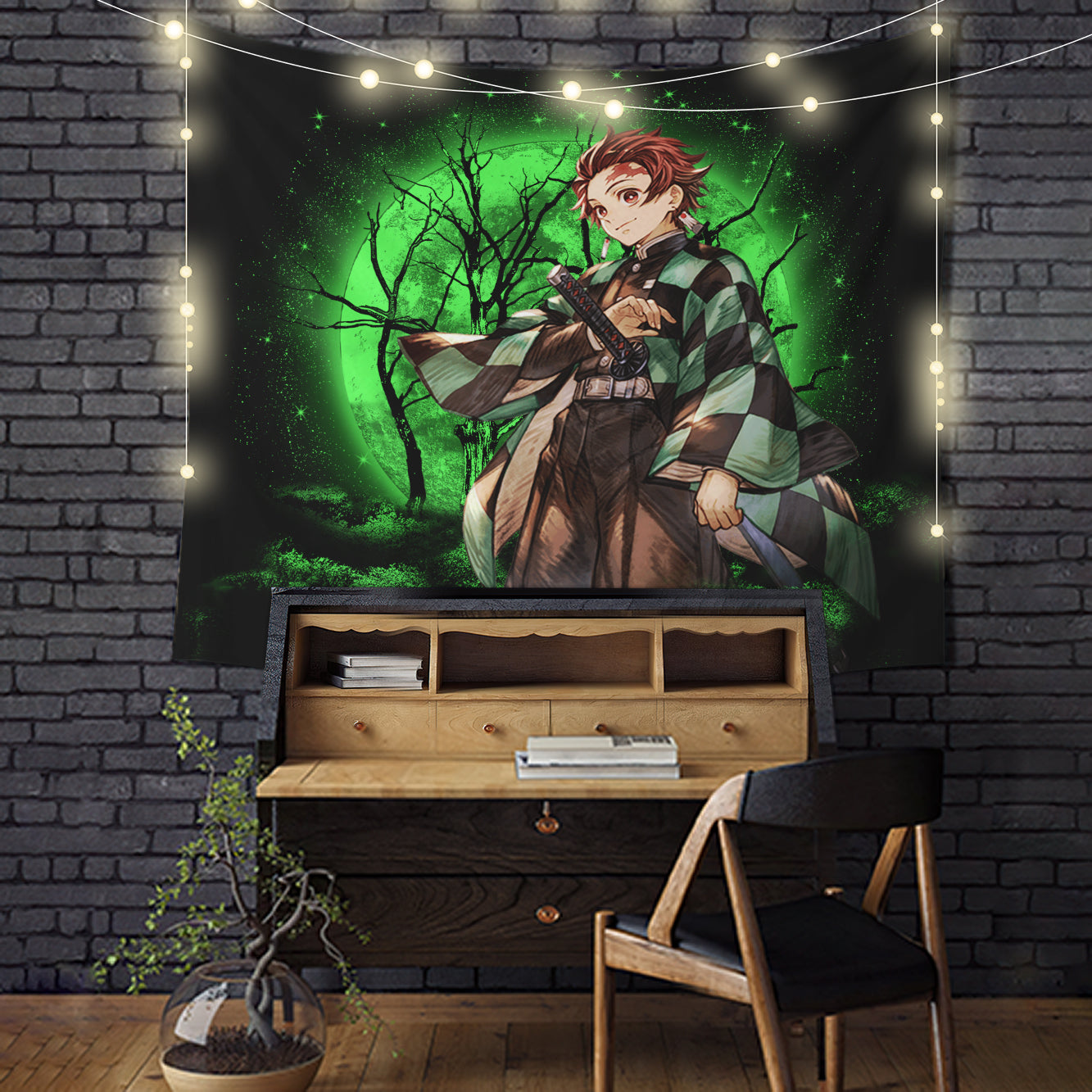 Tanjiro Demon Slayer Moonlight Tapestry Room Decor Nearkii