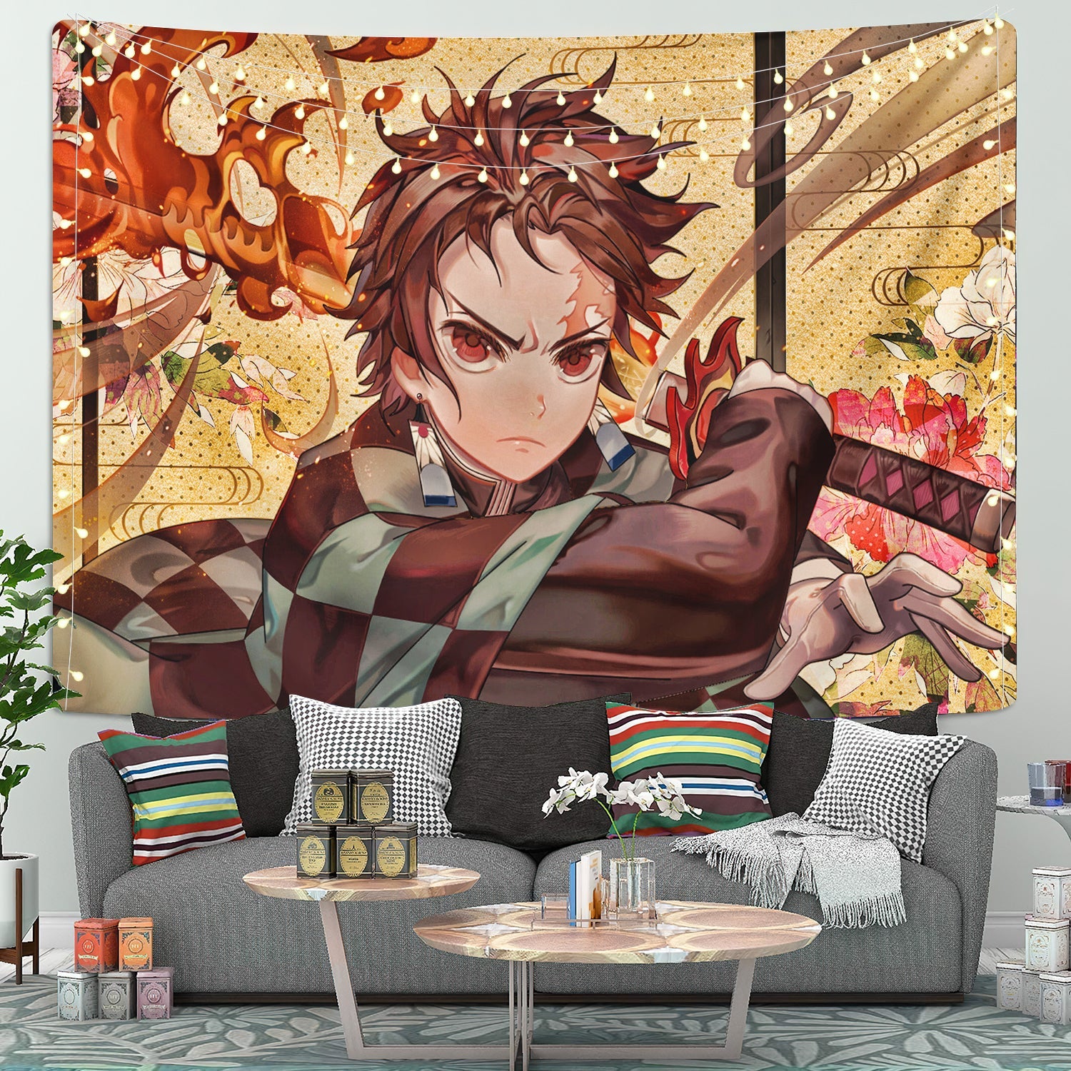 Tanjiro Demon Slayer Tapestry Room Decor Nearkii