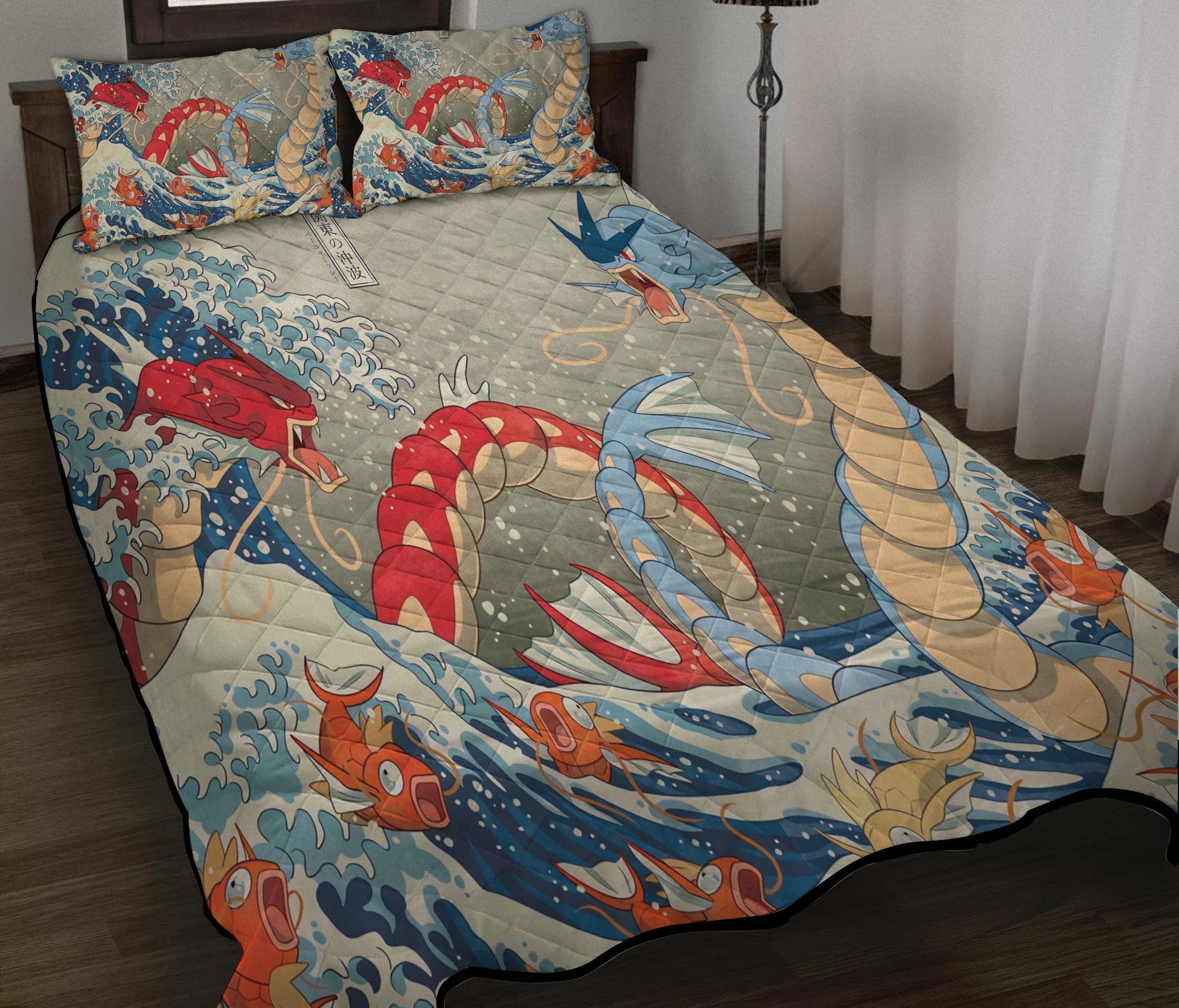 The Great Wave Pokemon Quilt Bed Sets Nearkii