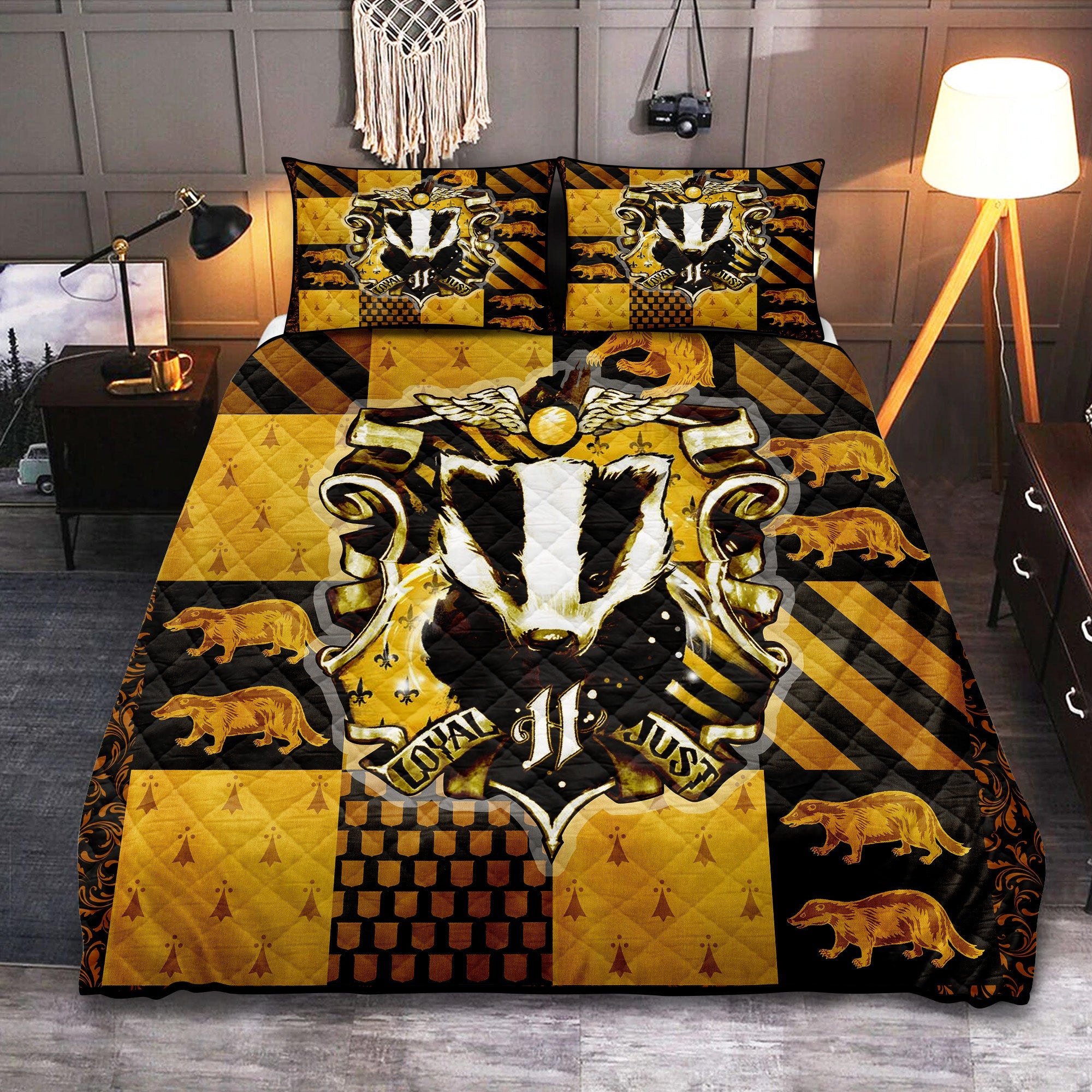 The Hufflepuff Badger Harry Potter Quilt Bed Sets Nearkii