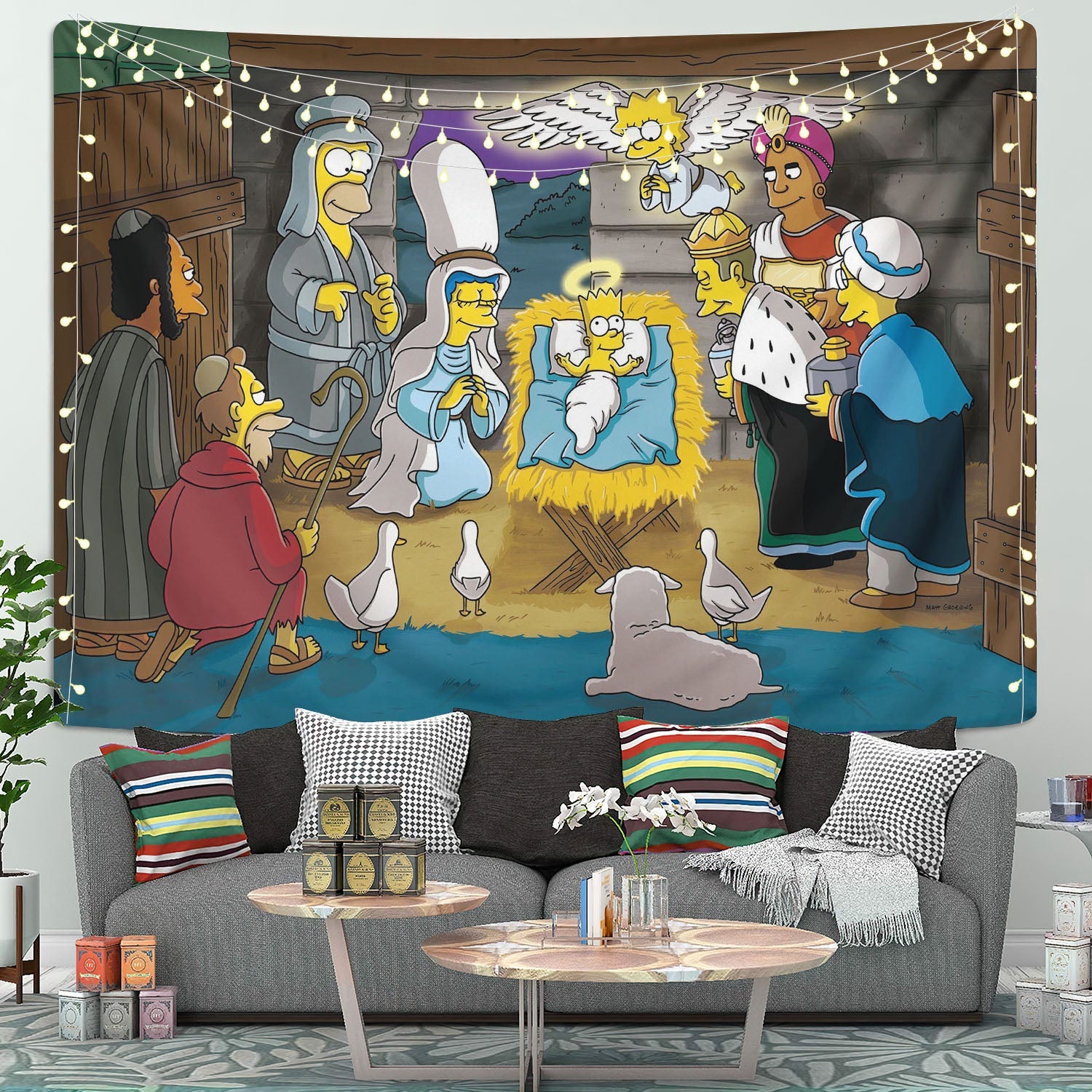 The Simpsons Jesus Tapestry Room Decor Nearkii