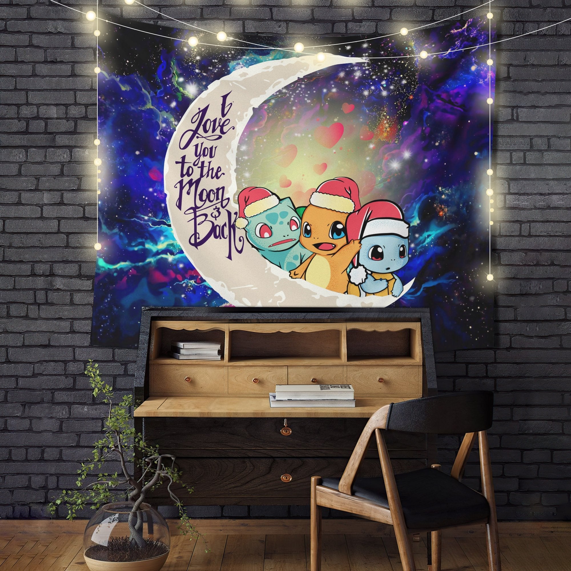 Pokemon Friends Gen 1 Moon And Back Galaxy Tapestry Room Decor Nearkii