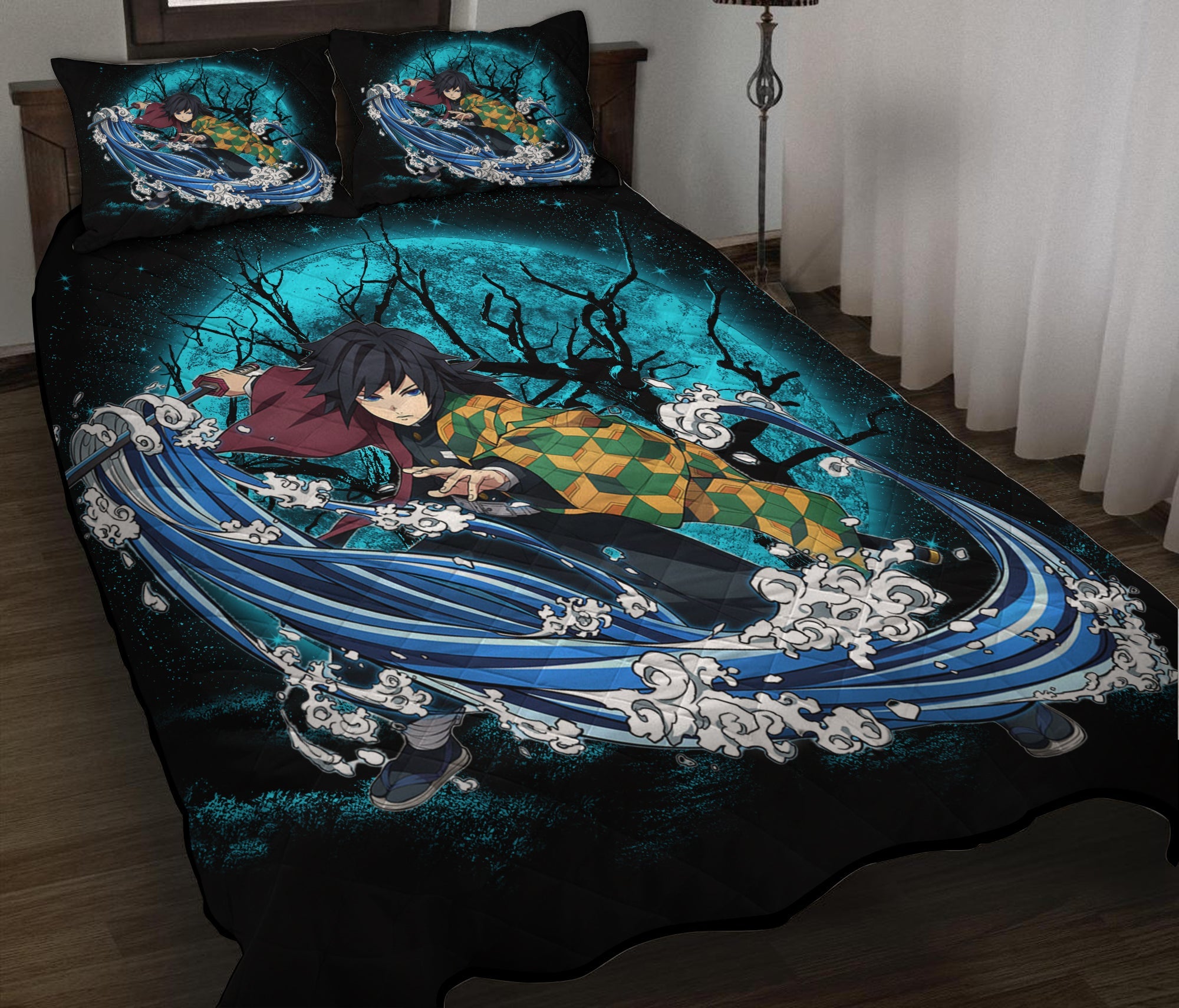 Tomioka Giyuu Demon Slayer Moonlight Quilt Bed Sets Nearkii