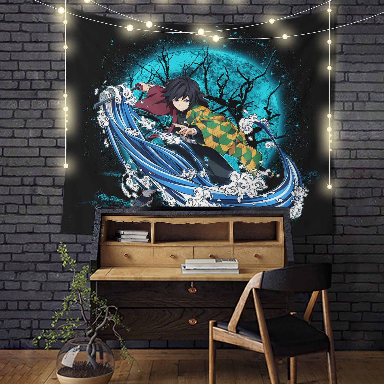 Tomioka Giyuu Demon Slayer Moonlight Tapestry Room Decor Nearkii