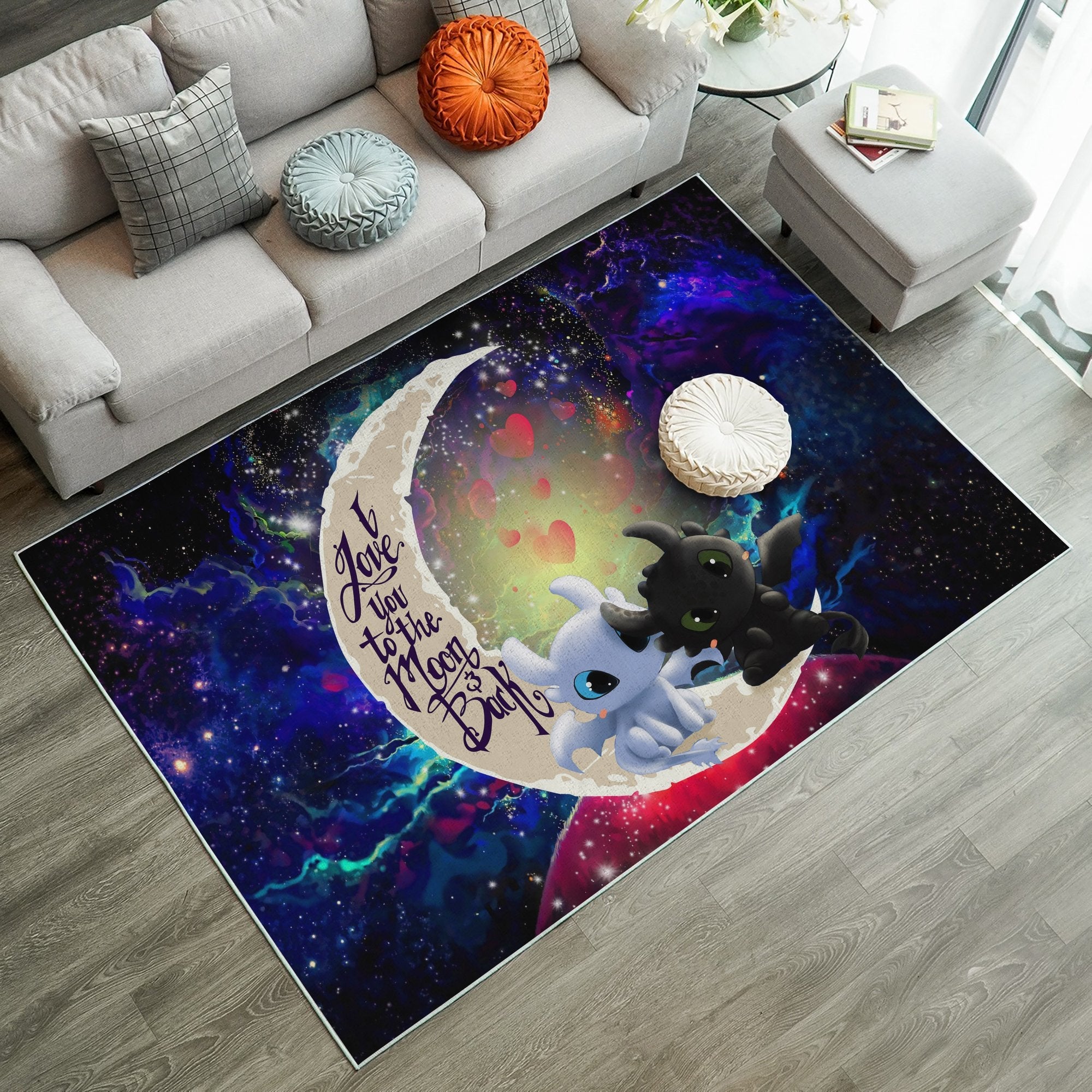 Toothless Light Fury Night Fury Love You To The Moon Galaxy Carpet Rug Home Room Decor Nearkii