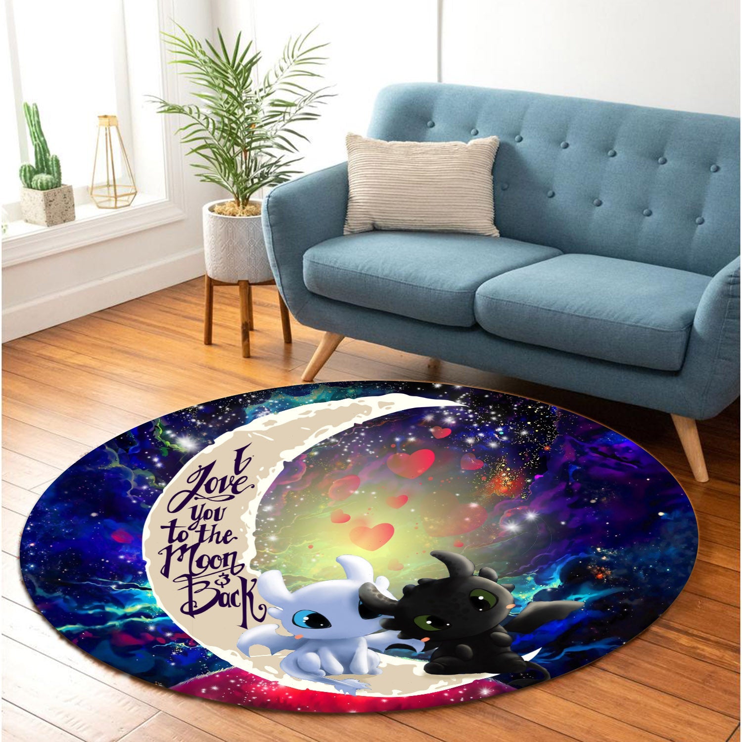 Toothless Light Fury Night Fury Love You To The Moon Galaxy Round Carpet Rug Bedroom Livingroom Home Decor Nearkii