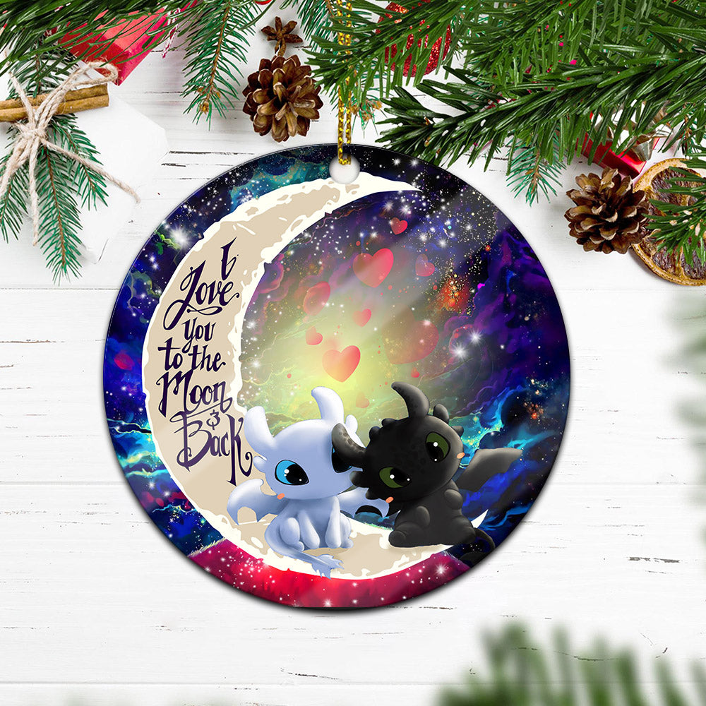 Toothless Light Fury Night Fury Love You To The Moon Galaxy Mica Circle Ornament Perfect Gift For Holiday Nearkii