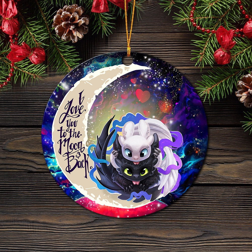 Toothless And Light Fury How To Train Your Dragon Love You To The Moon Galaxy Mica Circle Ornament Perfect Gift For Holiday Nearkii