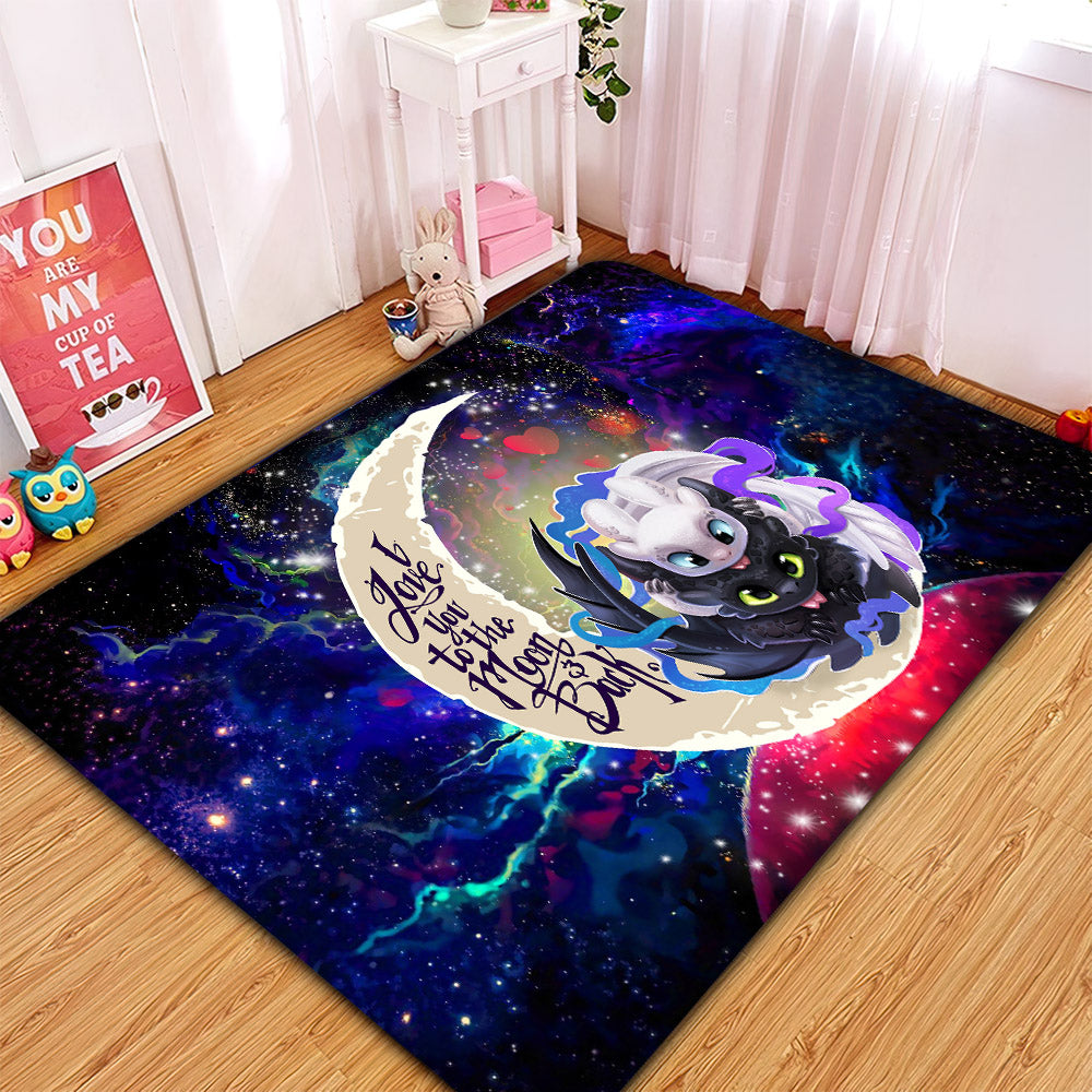 Toothless And Light Fury How To Train Your Dragon Love You To The Moon Galaxy Rug Carpet Rug Home Room Decor Nearkii