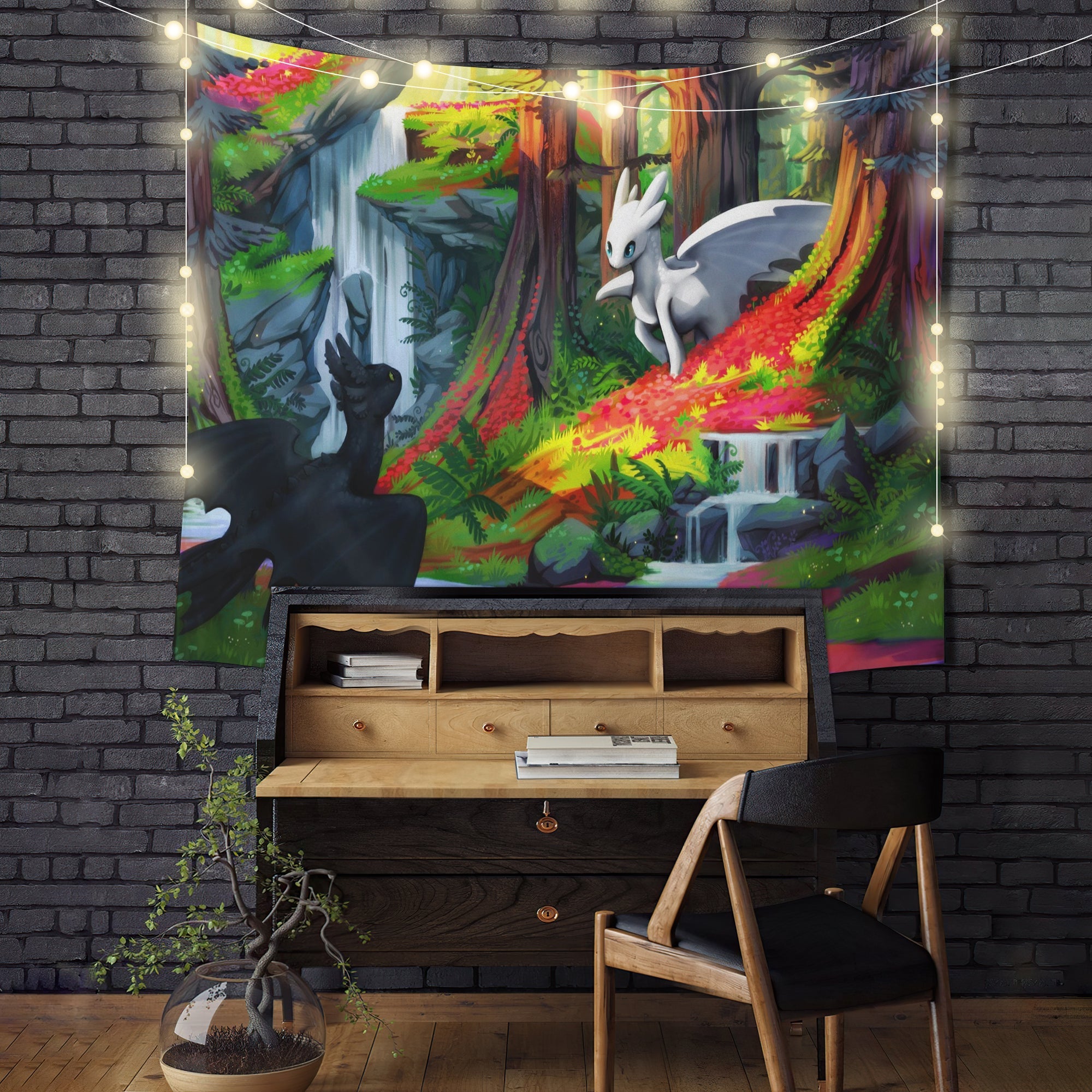 Toothless And Light Fury How To Train Your Dragon 1 Tapestry Room Decor Nearkii