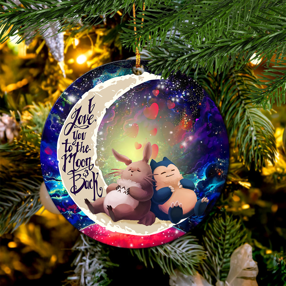 Totoro Ghibli Snorlax Pokemon Love You To The Moon Galaxy Mica Circle Ornament Perfect Gift For Holiday Nearkii