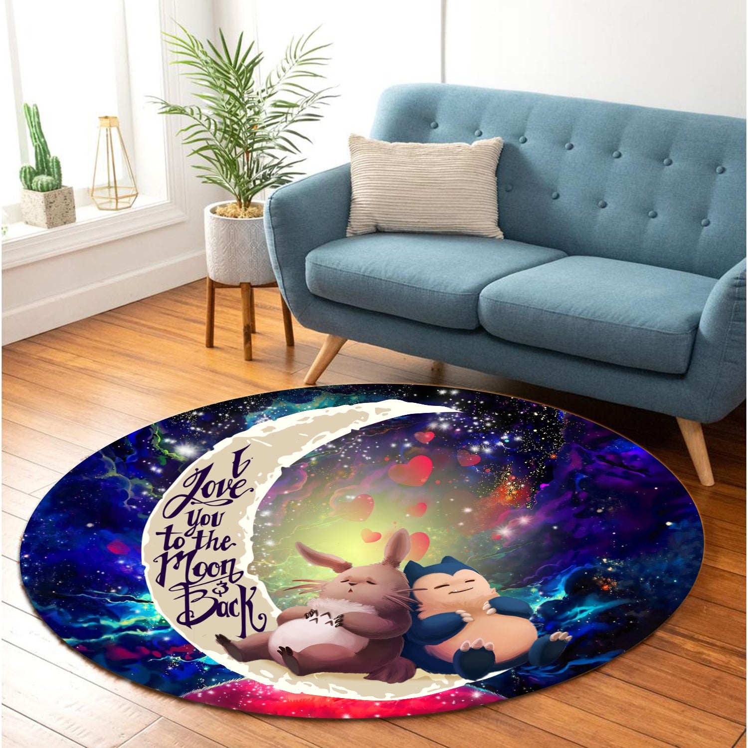 Totoro Ghibli Snorlax Pokemon Love You To The Moon Galaxy Round Carpet Rug Bedroom Livingroom Home Decor Nearkii