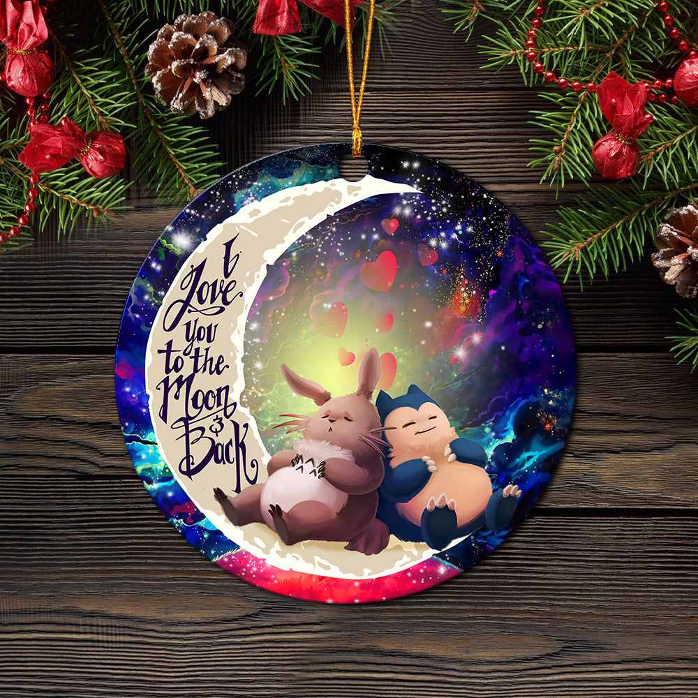 Totoro Ghibli Snorlax Pokemon Love You To The Moon Galaxy Mica Circle Ornament Perfect Gift For Holiday Nearkii