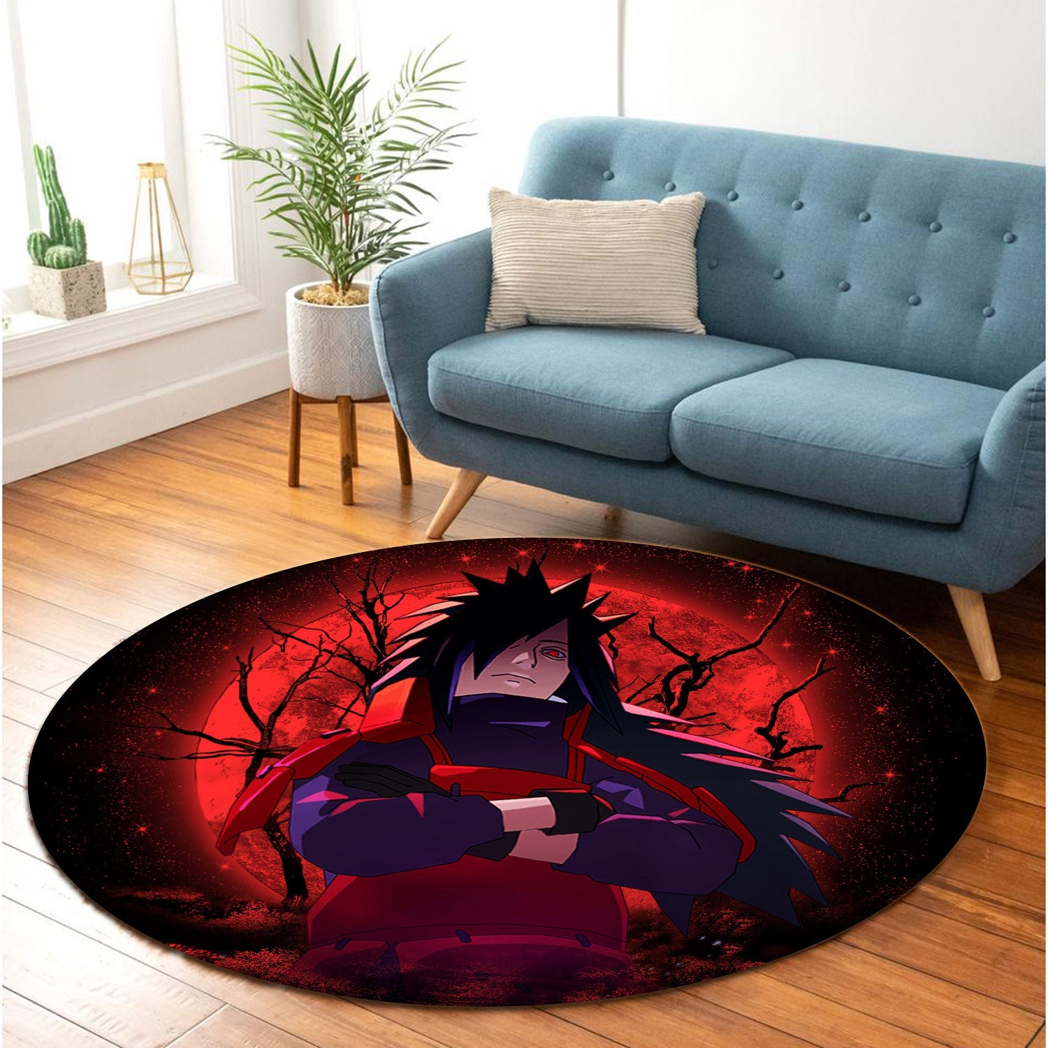 Uchiha Madara Moonlight Round Carpet Rug Bedroom Livingroom Home Decor Nearkii