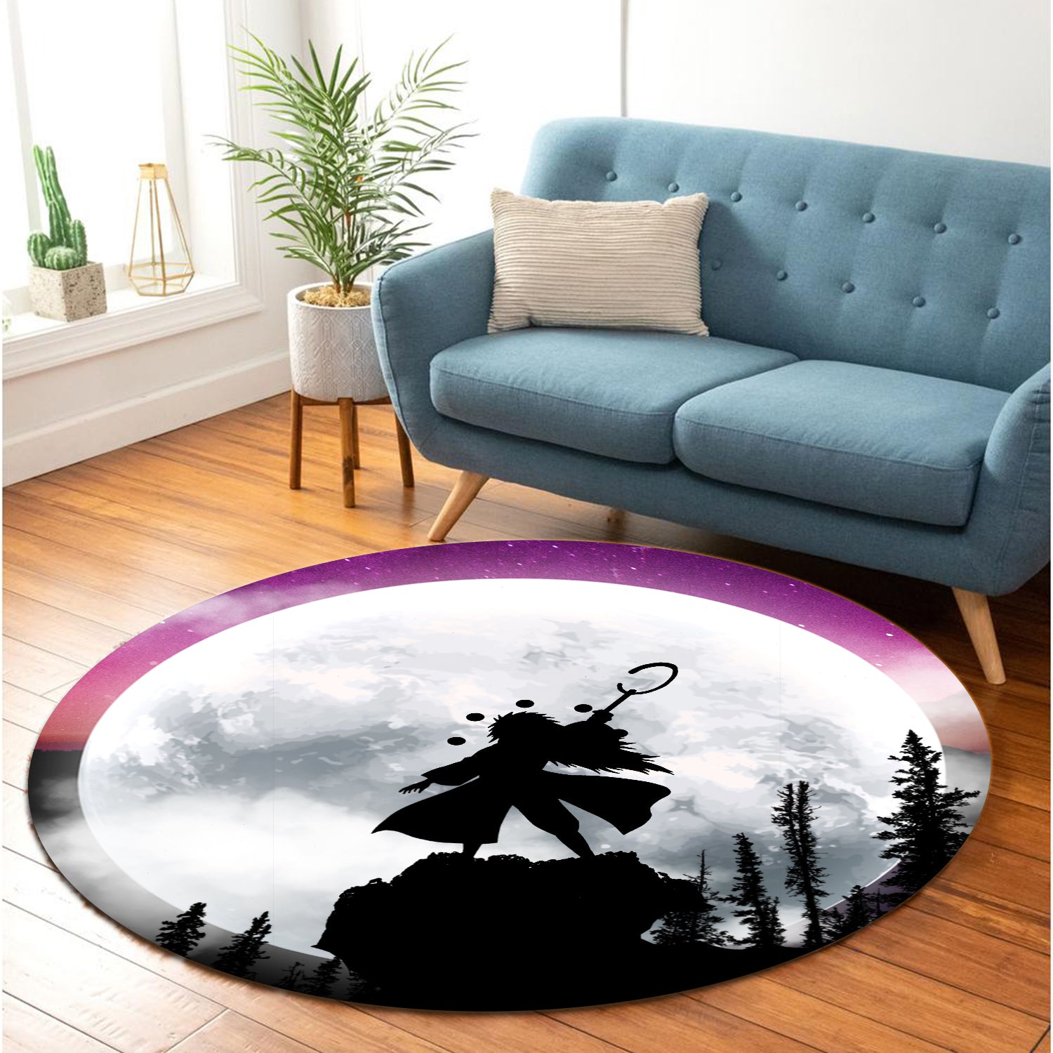 Uchiha Madara Naruto Moon Night Round Carpet Rug Bedroom Livingroom Home Decor Nearkii