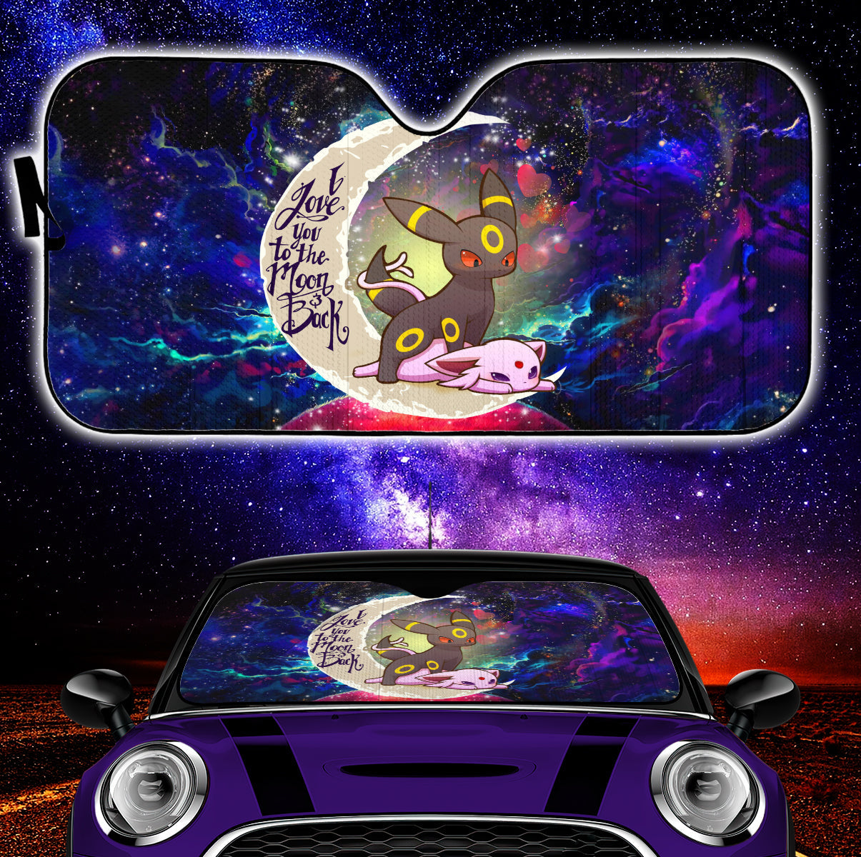 Umbreon Espeon Eevee Evolution Pokemon Love You To The Moon Galaxy Car Auto Sunshades Nearkii