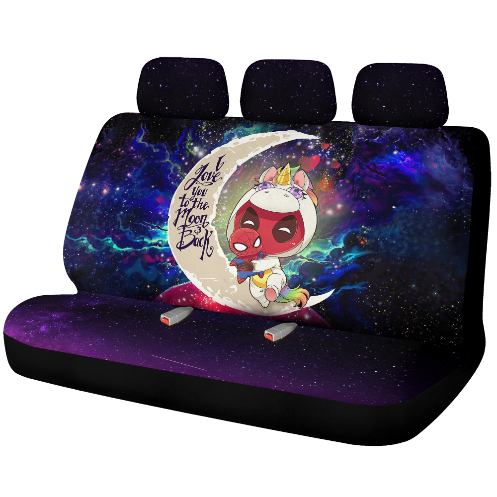 Unicorn Deadpool And Spiderman Avenger Love You To The Moon Galaxy Premium Custom Car Back Seat Covers Decor Protectors Nearkii