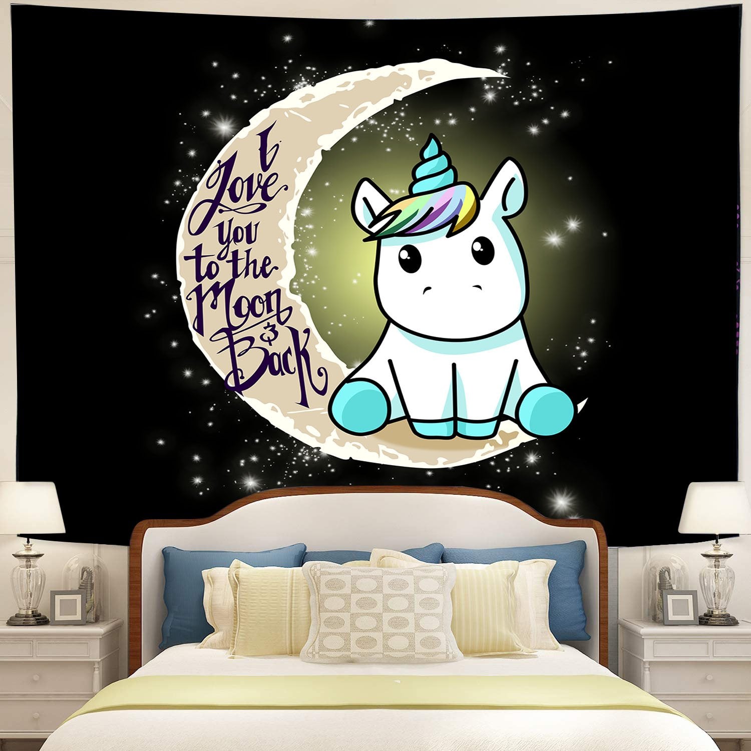 Unicorn Love You To The Moon Tapestry Room Decor Nearkii