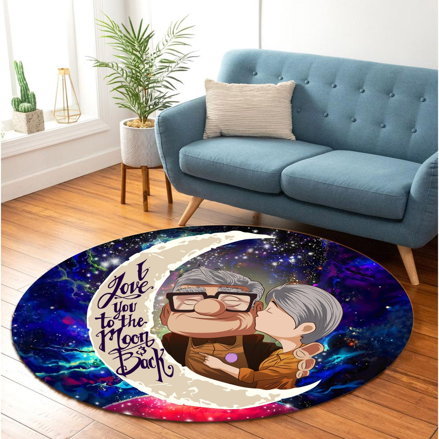 Up Couple Love You To The Moon Galaxy Round Carpet Rug Bedroom Livingroom Home Decor Nearkii