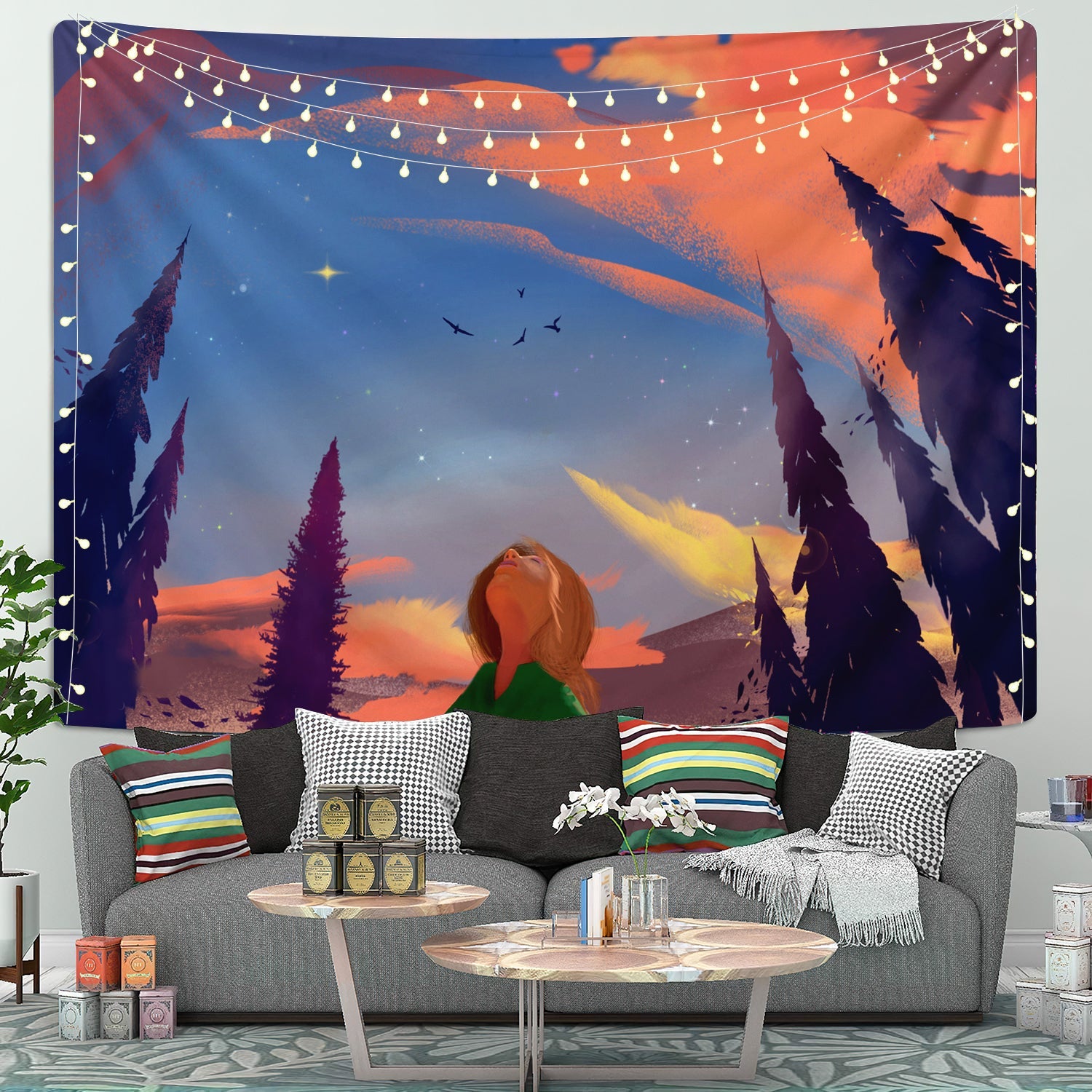 Upto The Sky Lofi Tapestry Room Decor Nearkii