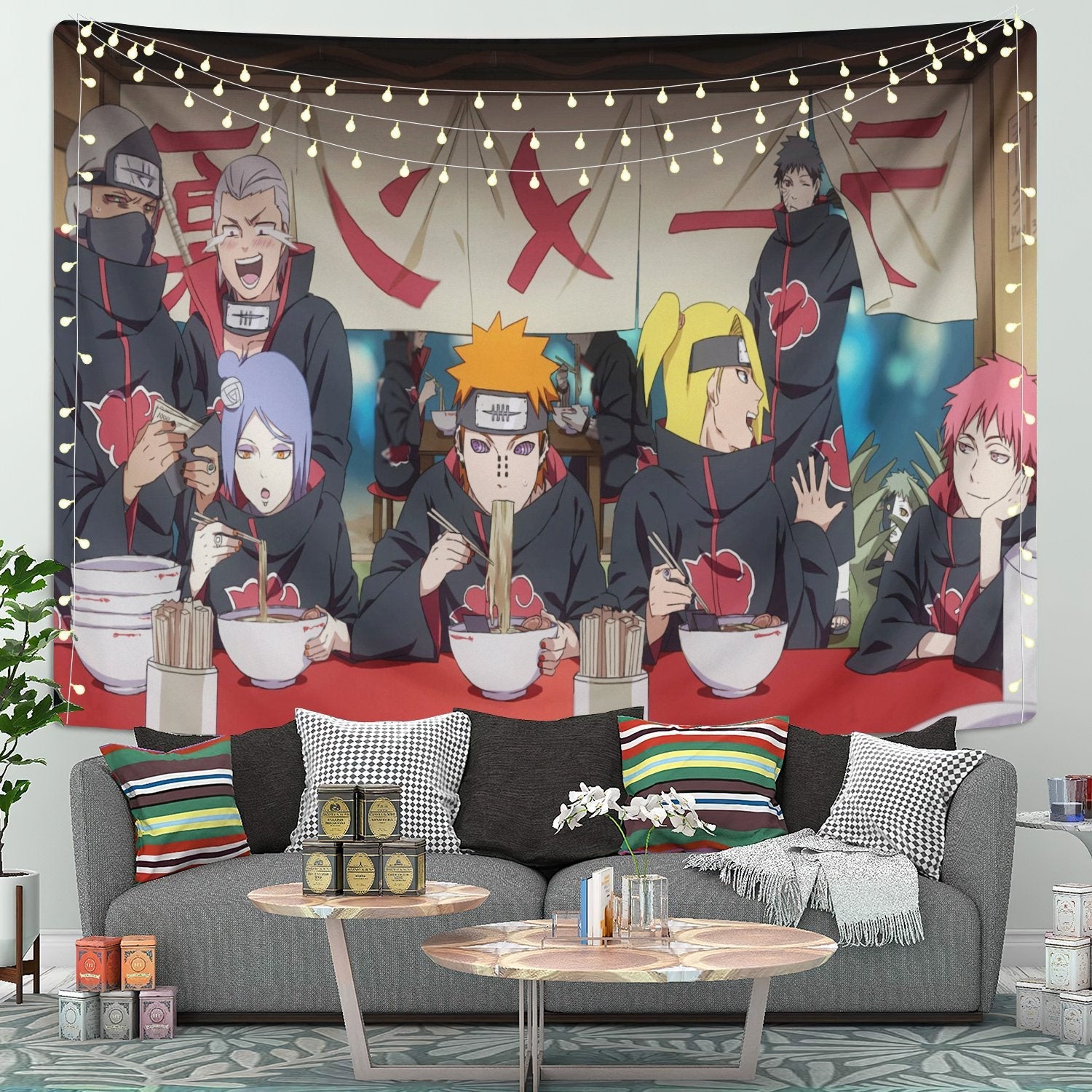 Akatsuki Team Naruto Ramen Funny Anime Tapestry Room Decor Nearkii