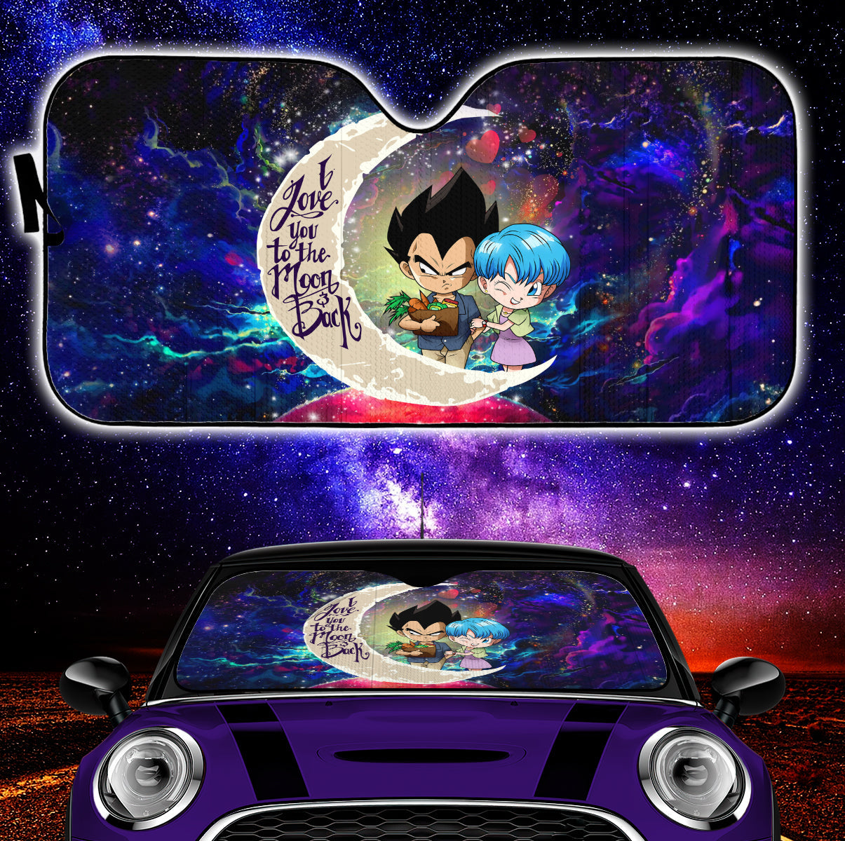 Vegeta And Bulma Dragon Ball Love You To The Moon Galaxy Car Auto Sunshades Nearkii