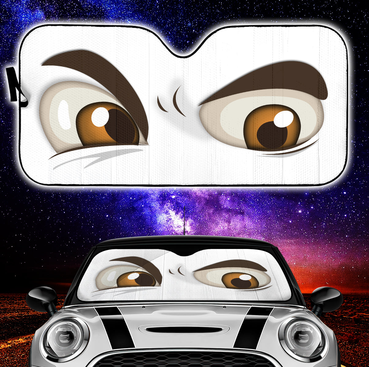 White Challenging Cartoon Eyes Car Auto Sun Shades Windshield Accessories Decor Gift Nearkii