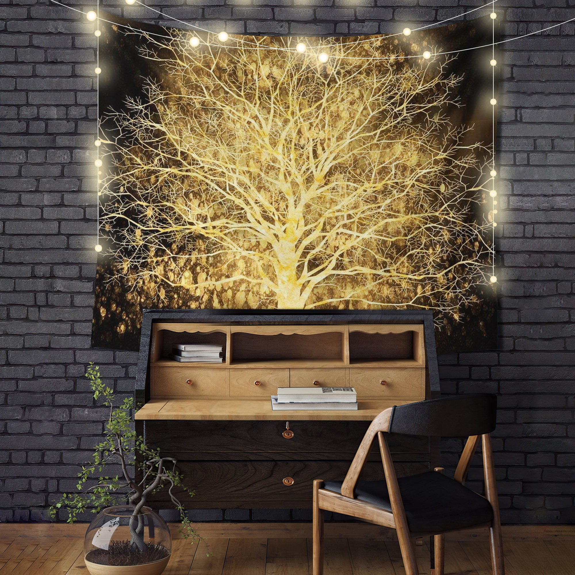 Yellow Light Tree Tapestry Room Decor Nearkii