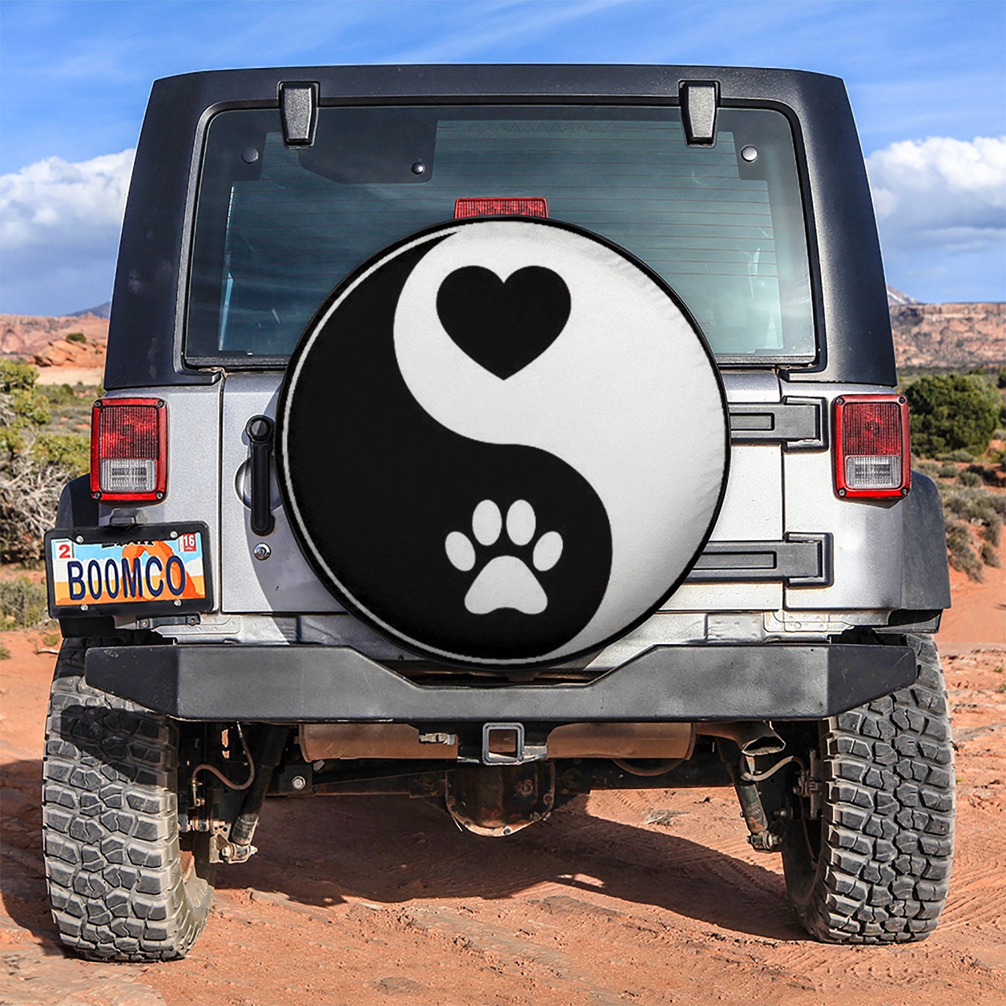 Ying Yang Dog Paw Car Spare Tire Covers Gift For Campers Nearkii