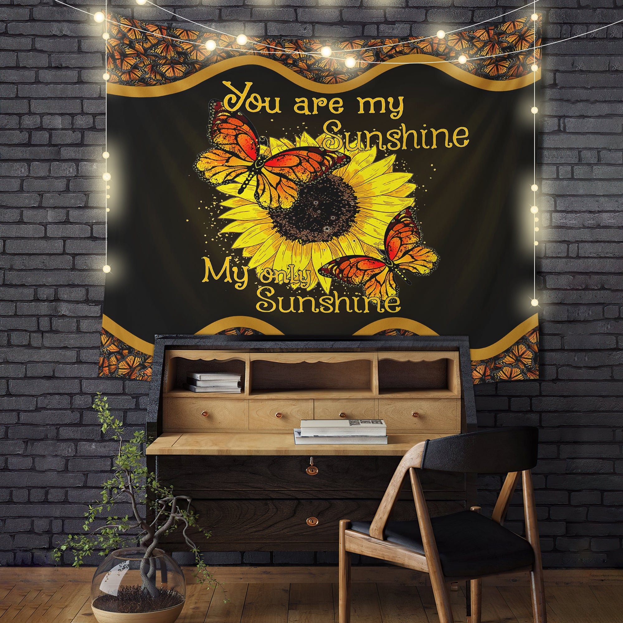 You Are My Sunshine My Only Sunshine Sunflower Butterfly Tapestry Room Decor Nearkii