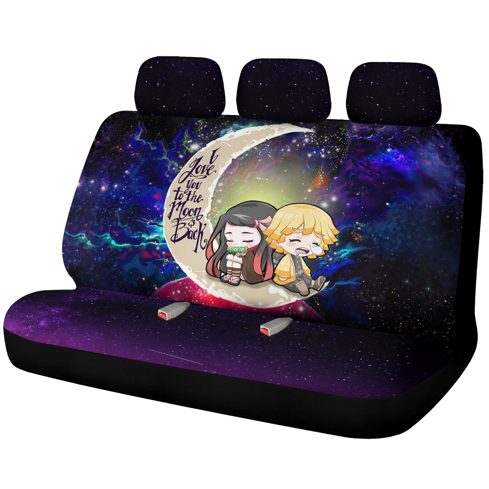 Zenitsu And Nezuko Chibi Demon Slayer Love You To The Moon Galaxy Premium Custom Car Back Seat Covers Decor Protectors Nearkii