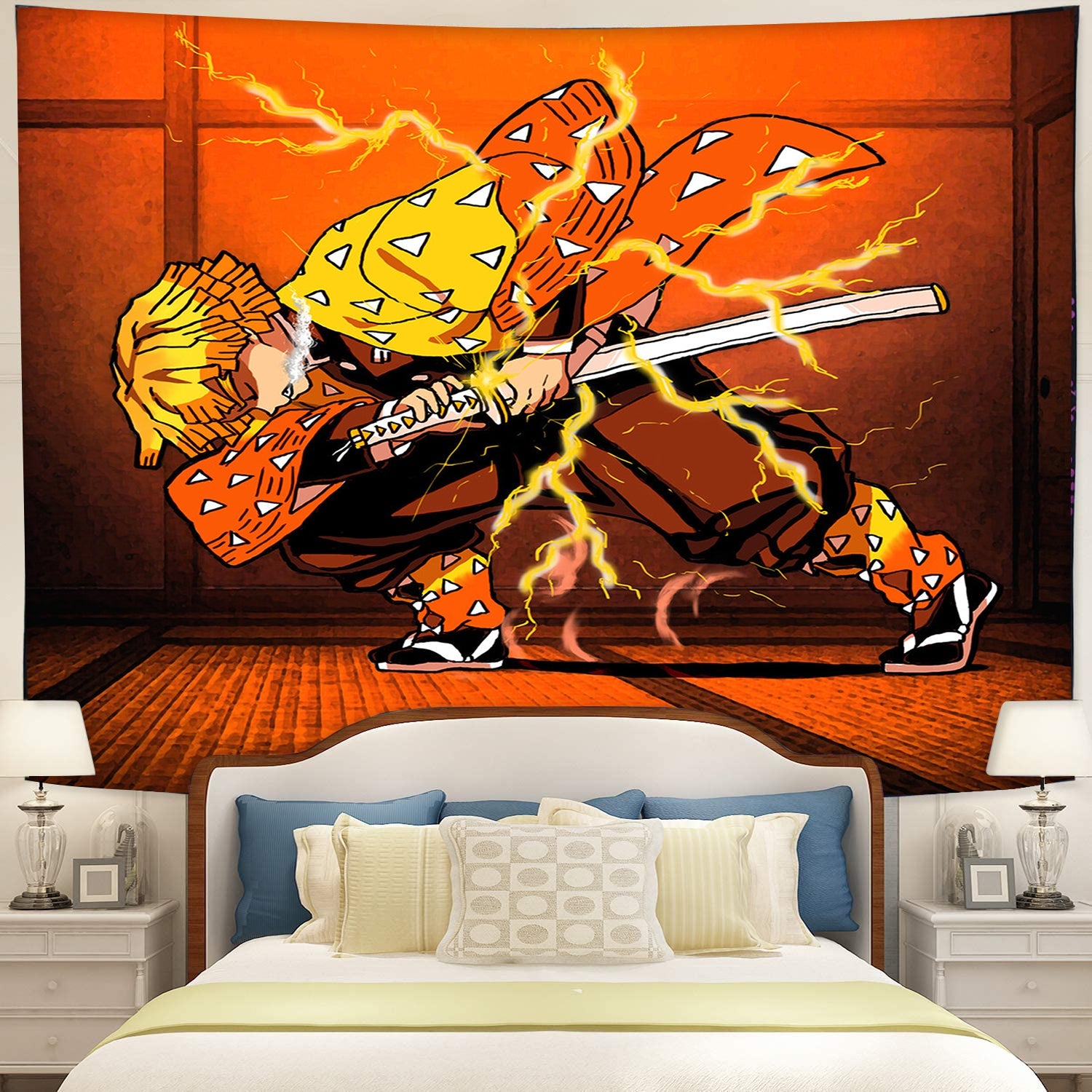 Zenitsu Demon Slayer Tapestry Room Decor Nearkii