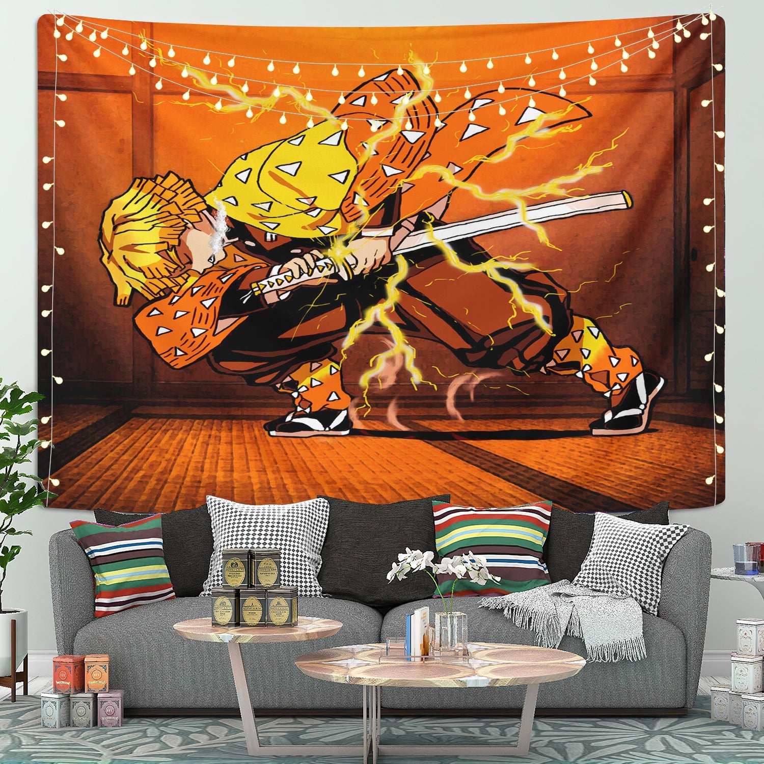 Zenitsu Demon Slayer Tapestry Room Decor Nearkii