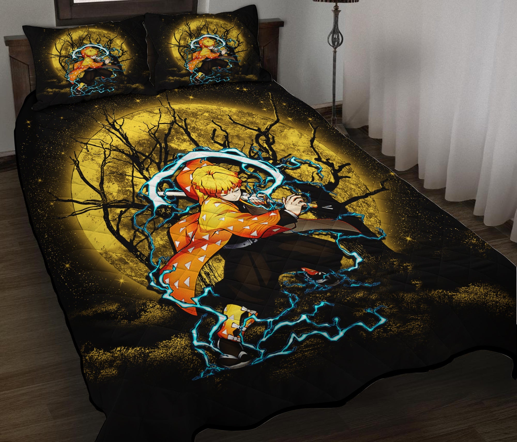 Zenitsu Demon Slayer Moonlight Quilt Bed Sets Nearkii