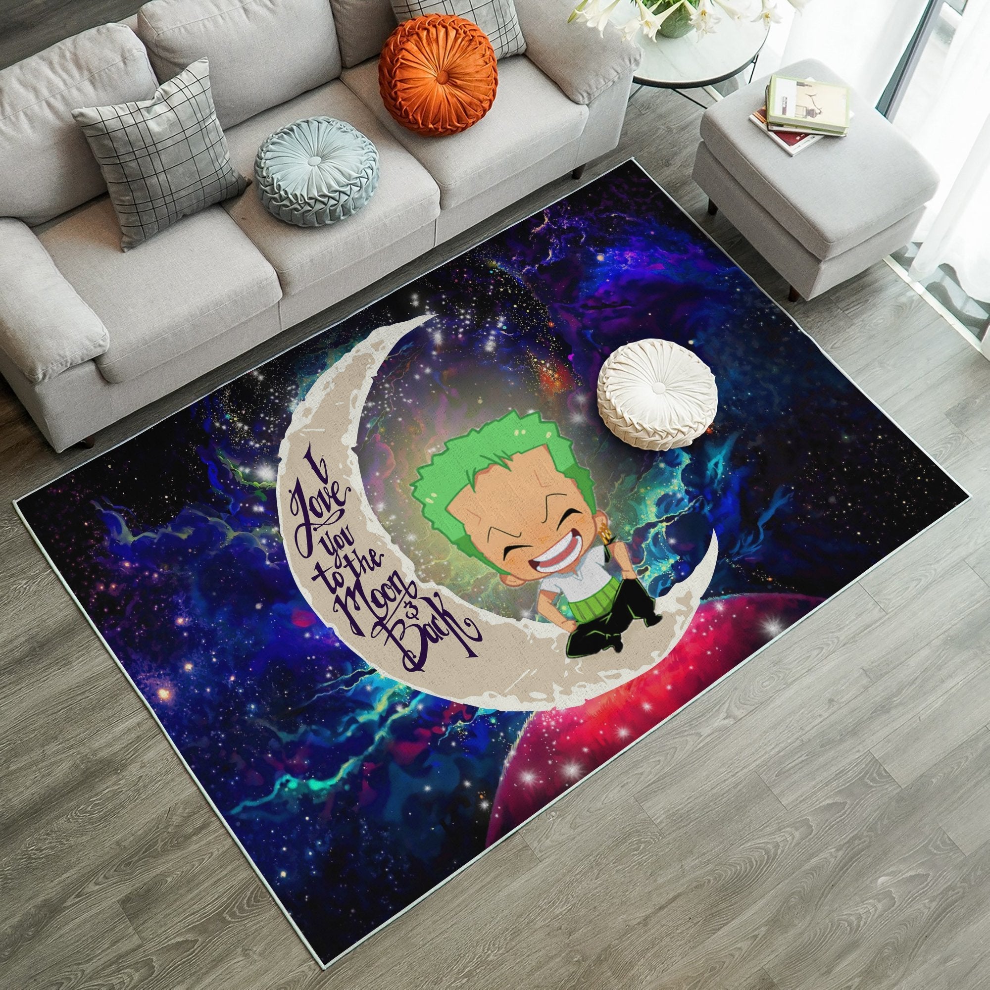 Zoro One Piece Love You To The Moon Galaxy Carpet Rug Home Room Decor Nearkii