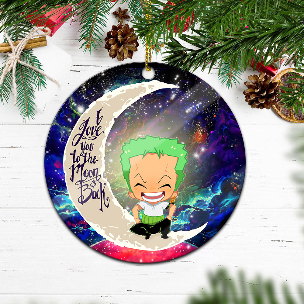 Zoro One Piece Love You To The Moon Galaxy Mica Circle Ornament Perfect Gift For Holiday Nearkii