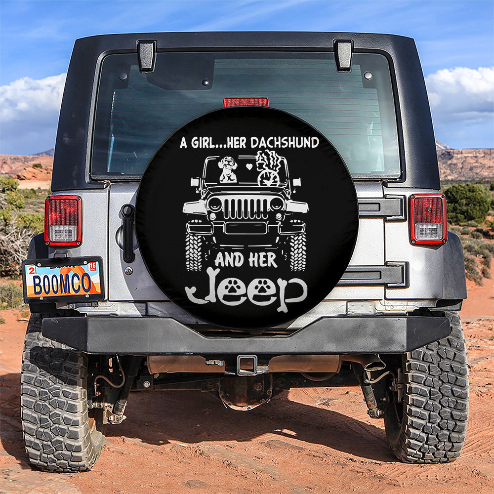 A Girl And Her Dachshund Jeep Car Spare Tire Covers Gift For Campers Nearkii