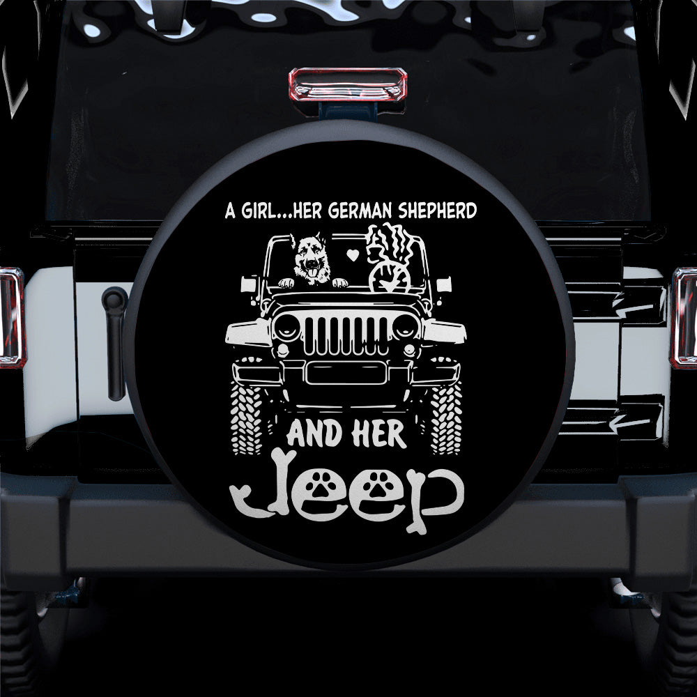 A Girl And Her German Shepherd Jeep Car Spare Tire Covers Gift For Campers Nearkii