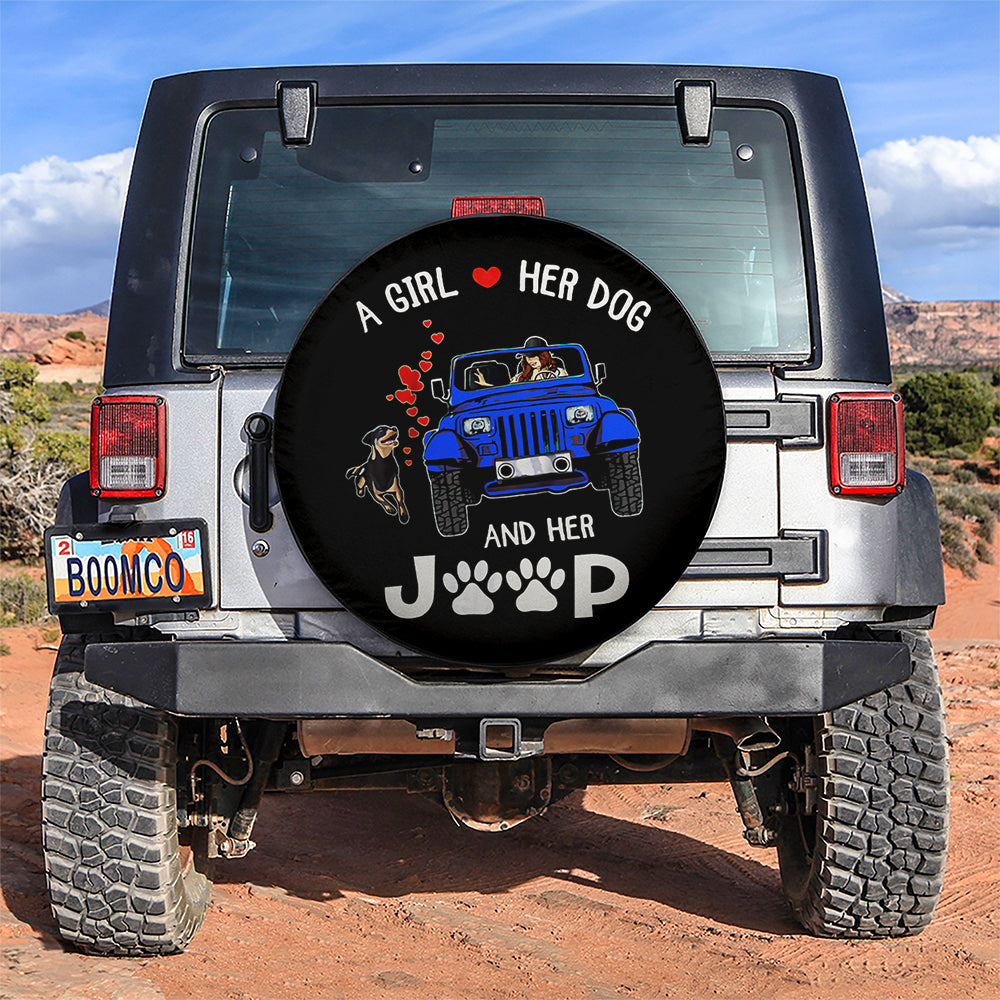 A Girl Love Her Dog And Her Jeep Blue Car Spare Tire Covers Gift For Campers Nearkii