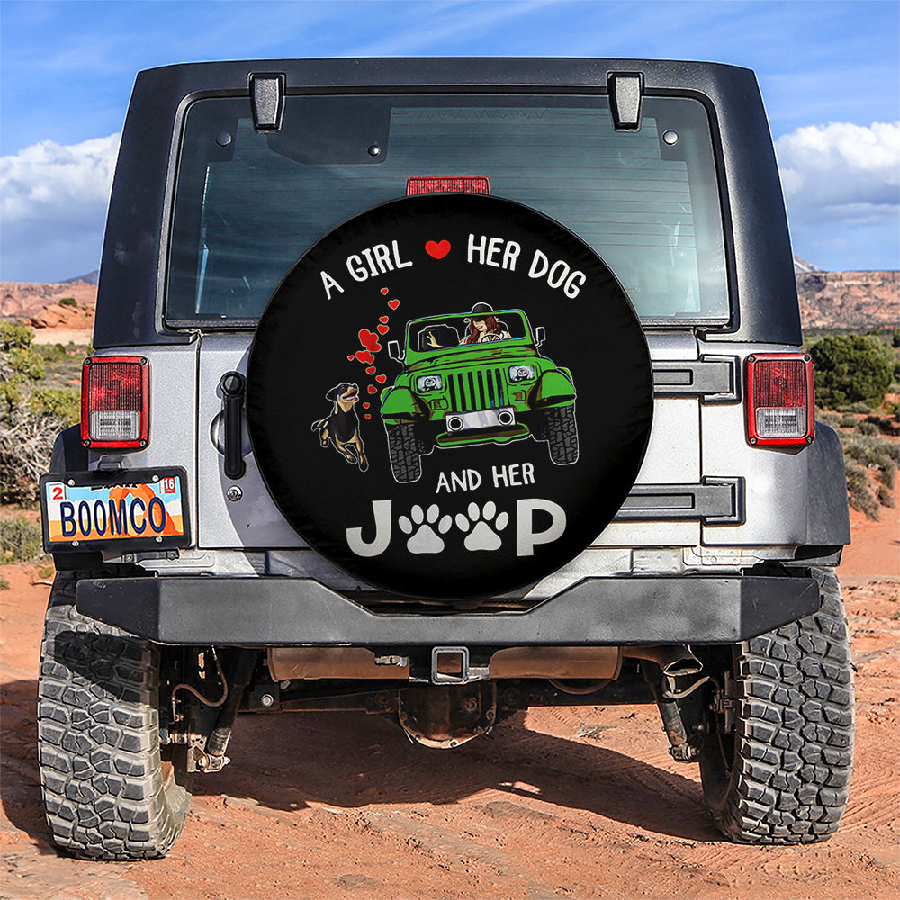 A Girl Love Her Dog And Her Jeep Green Car Spare Tire Covers Gift For Campers Nearkii